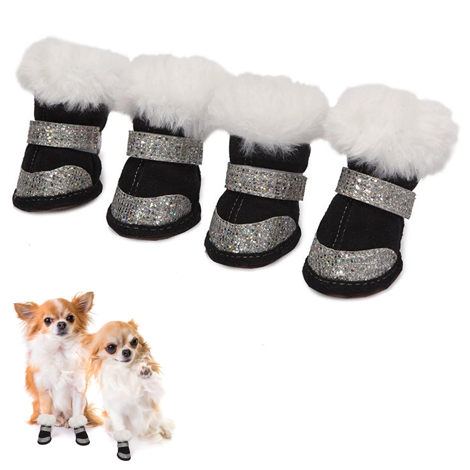 Buty dla psa, ochrona łap, wodoodporne buty dla psa, regulowana ochrona łap z odblaskowymi taśmami, buty dla psa z antypoślizgową podeszwą, wodoodporne, antypoślizgowe ochraniacze na łapy psa (rozmiar 4)