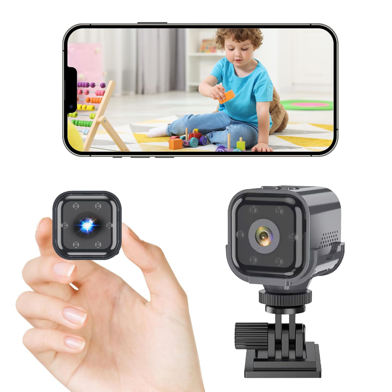 Anluomania Mini kamera 1080p HD, kamera do monitoringu wewnątrz, WLAN 2,4 GHz, kamera bezpieczeństwa, transmisja na żywo, aplikacja na telefon komórkowy, czujnik ruchu, widoczność w nocy