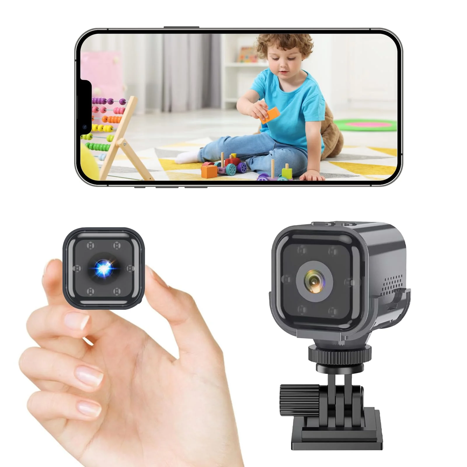 Anluomania Mini kamera 1080p HD, kamera do monitoringu wewnątrz, WLAN 2,4 GHz, kamera bezpieczeństwa, transmisja na żywo, aplikacja na telefon komórkowy, czujnik ruchu, widoczność w nocy