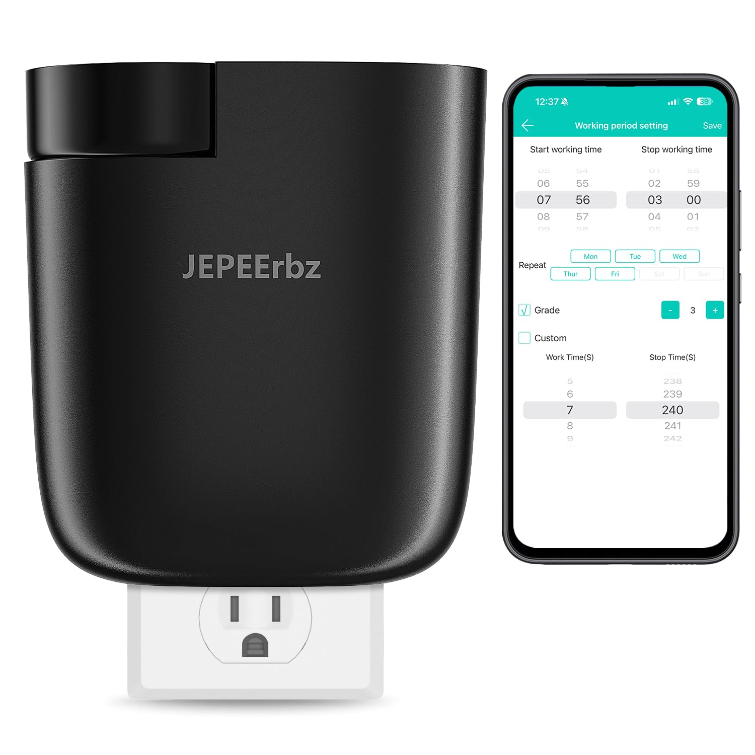 Dyfuzor bezwodny, dyfuzor wtykowy do olejków eterycznych, bezwodny dyfuzor olejków eterycznych na ścianie, inteligentne sterowanie aplikacją Bluetooth, zasięg do 46 m², czarny