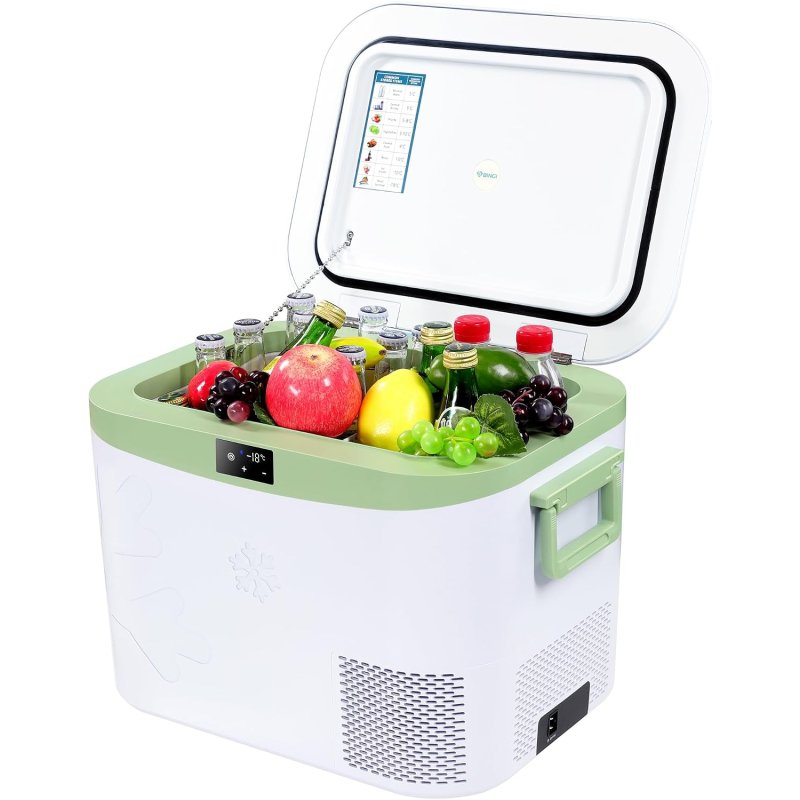 BINGI przenośna lodówka samochodowa 22 l, 12/24 V DC i 230 V AC, mini zamrażarka do samochodu, ciężarówki, na kemping, do domu (15°C do -18℃) 22 Liter (BIAŁA)