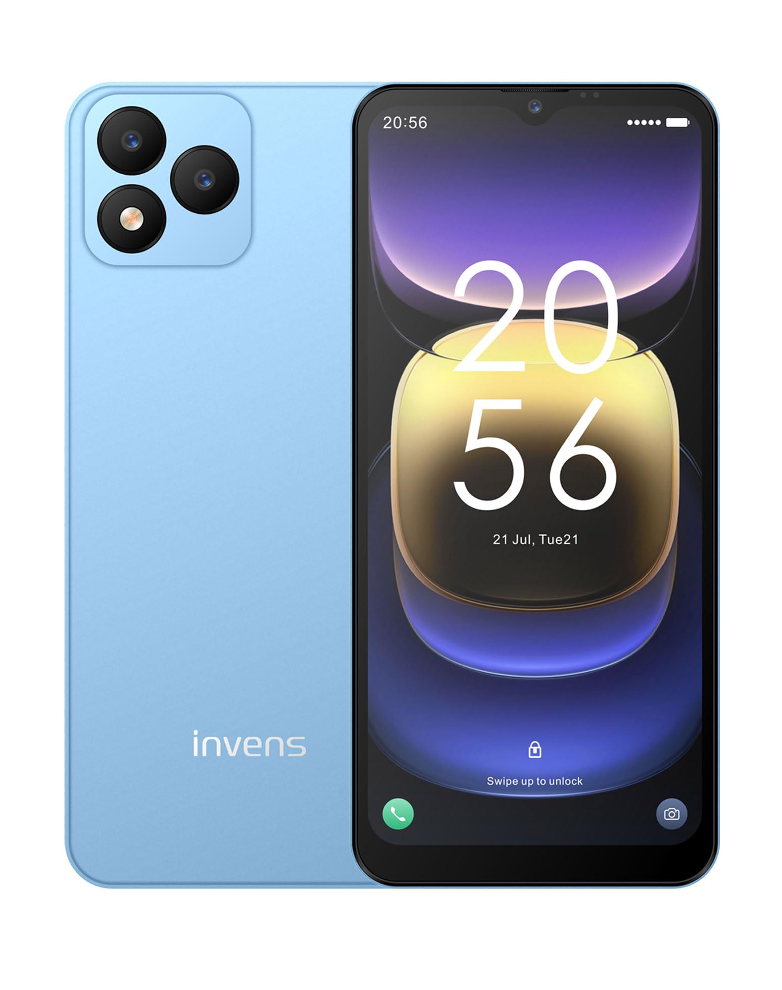 invens Note TK01 smartfon 4+32 GB, aparat 16MP+5MP Android, telefon komórkowy 4G Dual SIM, 6,6" ekran HD+, bateria 4250mAh, Octa Core, Face ID, OTG, niebieski