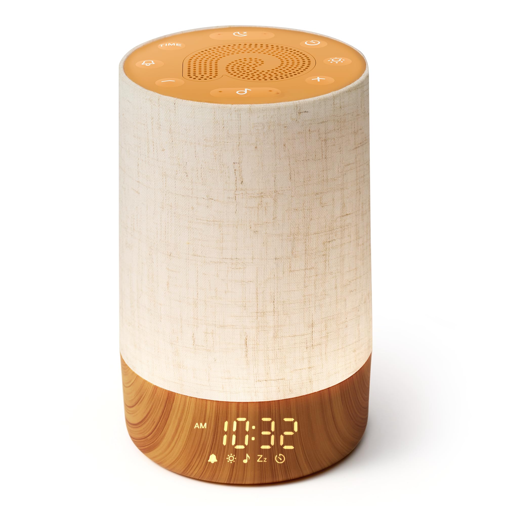 Dreamegg White Noise Machine z przyciskiem ulubionych i 29 dźwiękami, ściemniana lampka nocna z ciepłym i chłodnym światłem, timer, drzemka, idealna do sypialni, dorosłych, dzieci, nowość 2026 Usłojenie Drewna