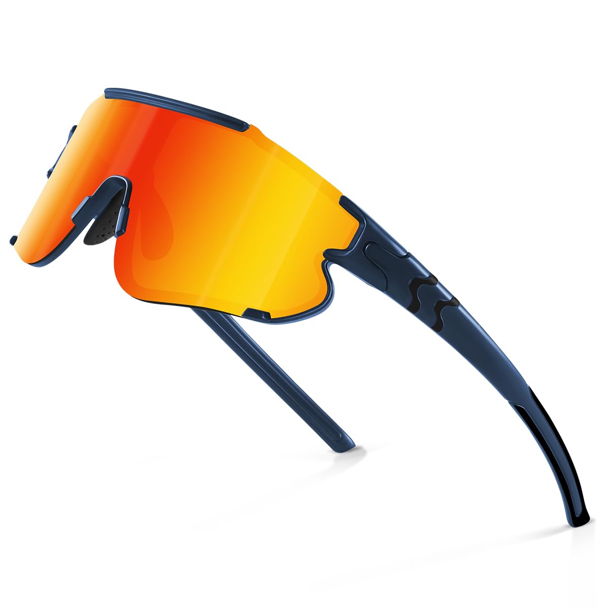 suoso Okulary sportowe rowerowe (unisex) – polaryzacyjne okulary przeciwsłoneczne UV400 (do jazdy na rowerze szosowym, MTB, nart) – ciemnoniebiesko-czerwone