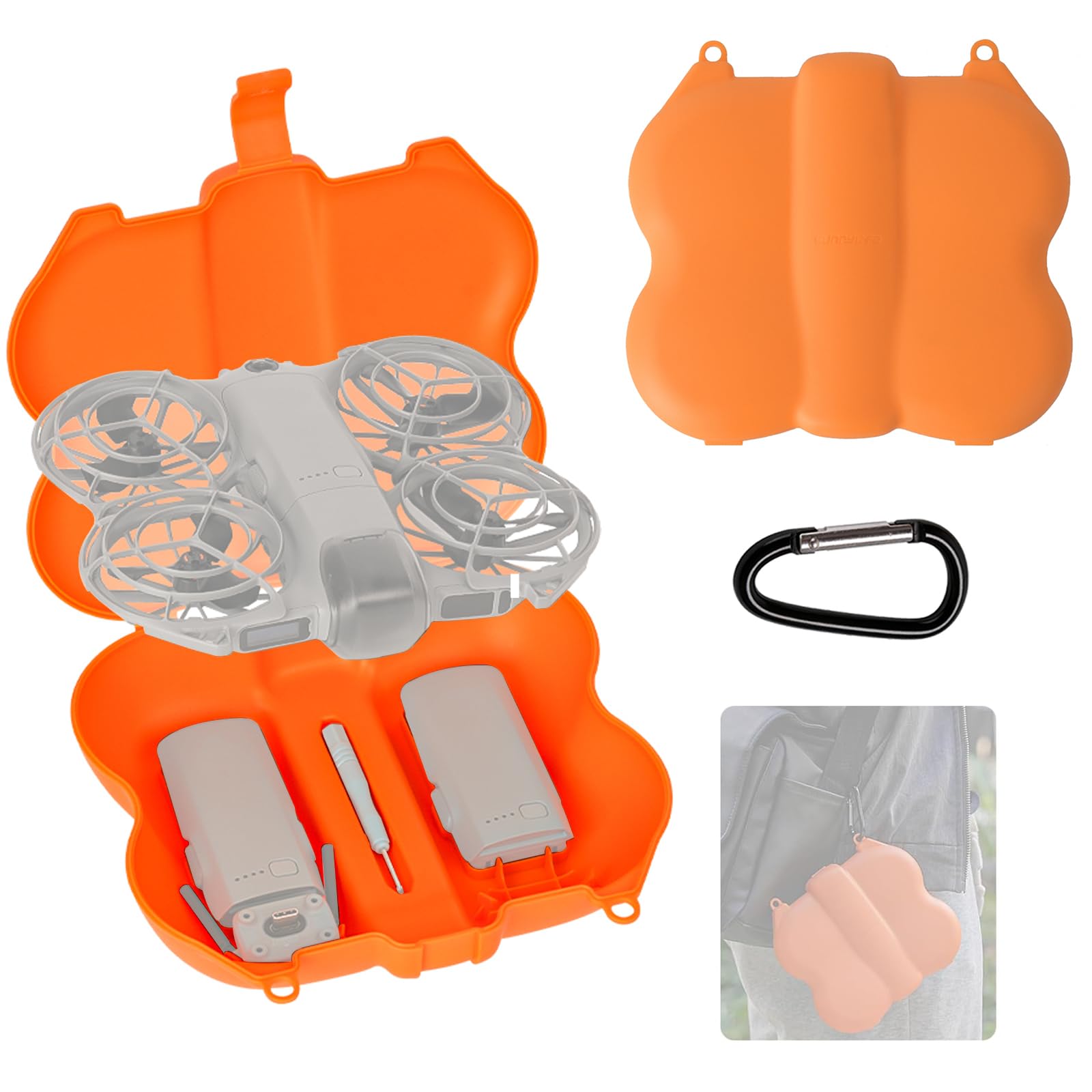 Etui do DJI NEO 2, Butterfly Etui ochronne kompatybilne z 2 bateriami i cyfrowym odbiornikiem nadajnikowym Akcesoria do DJI NEO 2, pomarańczowy, dji neo 2