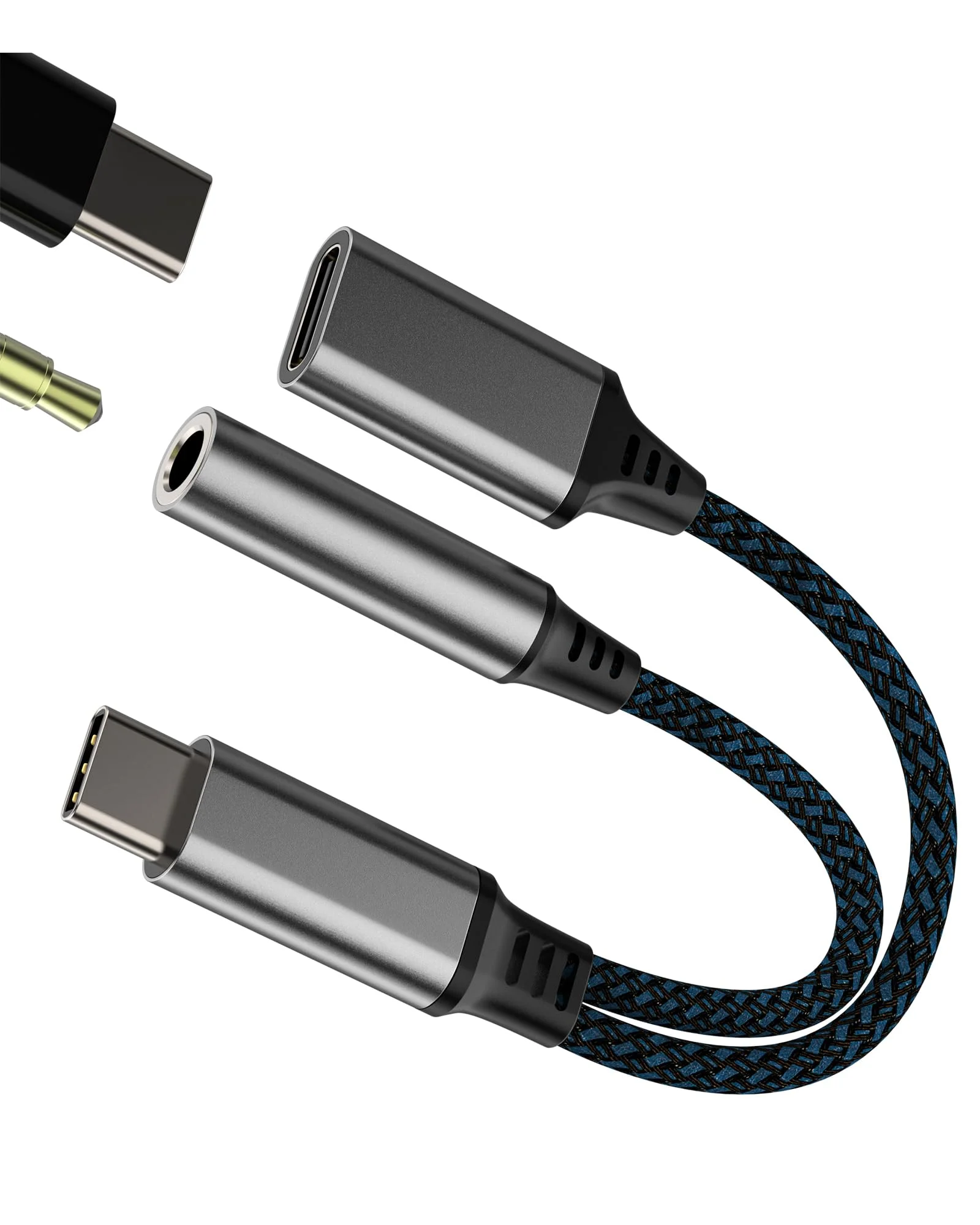 Adapter USB C do gniazda 3,5 mm (2 w 1) Ładowarka Słuchawkowa Gniazdo dla IPhone 16 15 Dla Apple IPad Kompatybilny z Samsung S23 S22 Ultra Splitters Typ C słuchawka Audio Kabel AUX Złącze