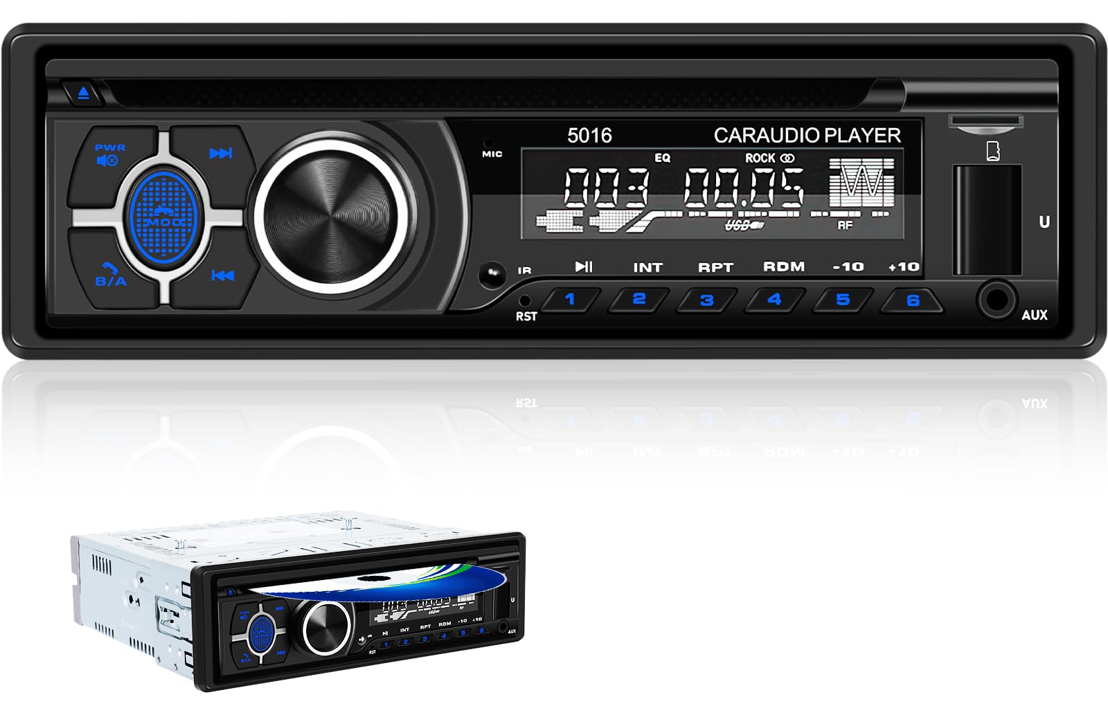 1-DIN Stereo with CD DVD Player, Car Radio with Bluetooth 5.1
