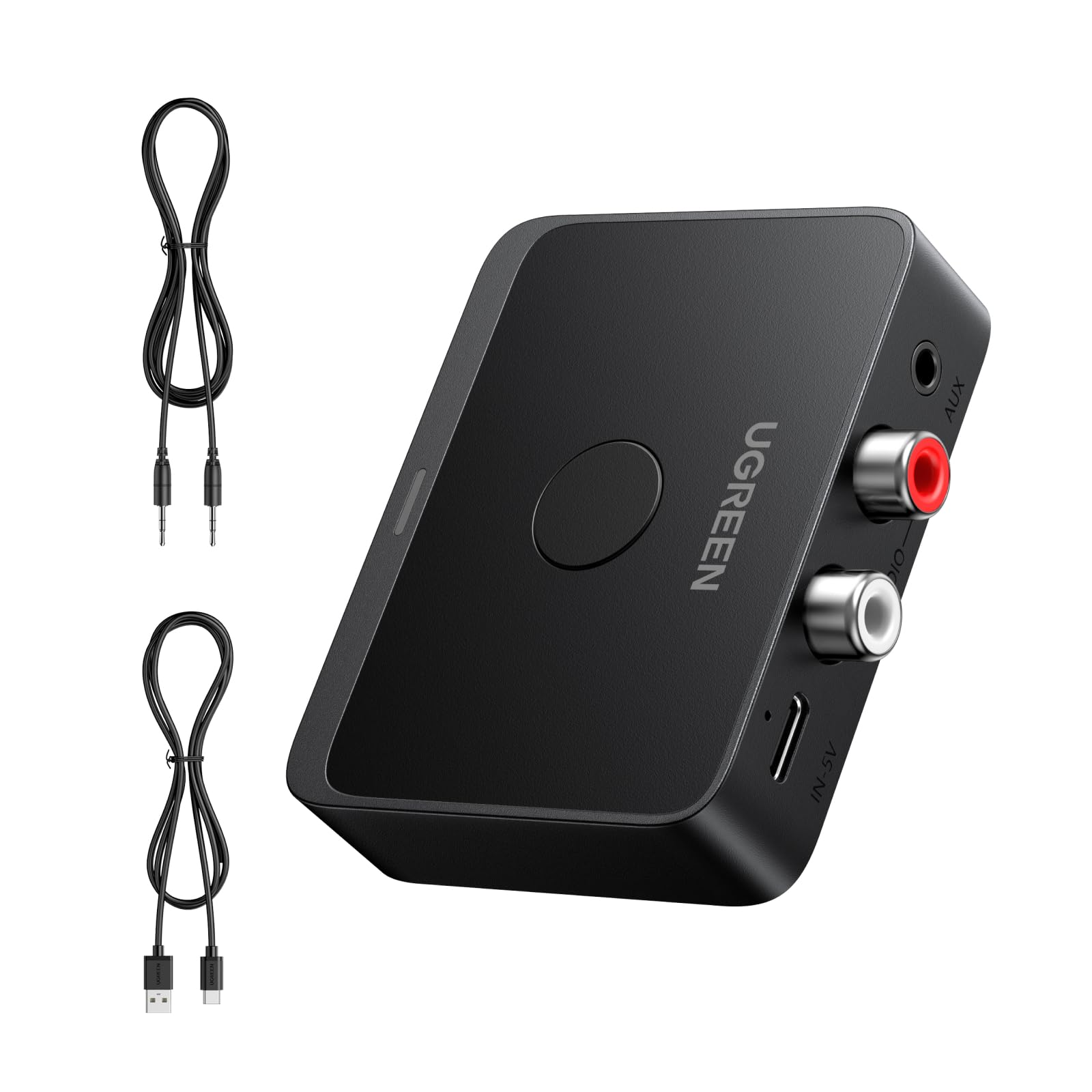 UGREEN Adapter Bluetooth 6.0 stereo z dekodowaniem LDAC, certyfikatem Hi-Res Audio Gold Standard, odbiornik audio Aux Bluetooth kompatybilny z głośnikami, wzmacniaczem i radiem samochodowym