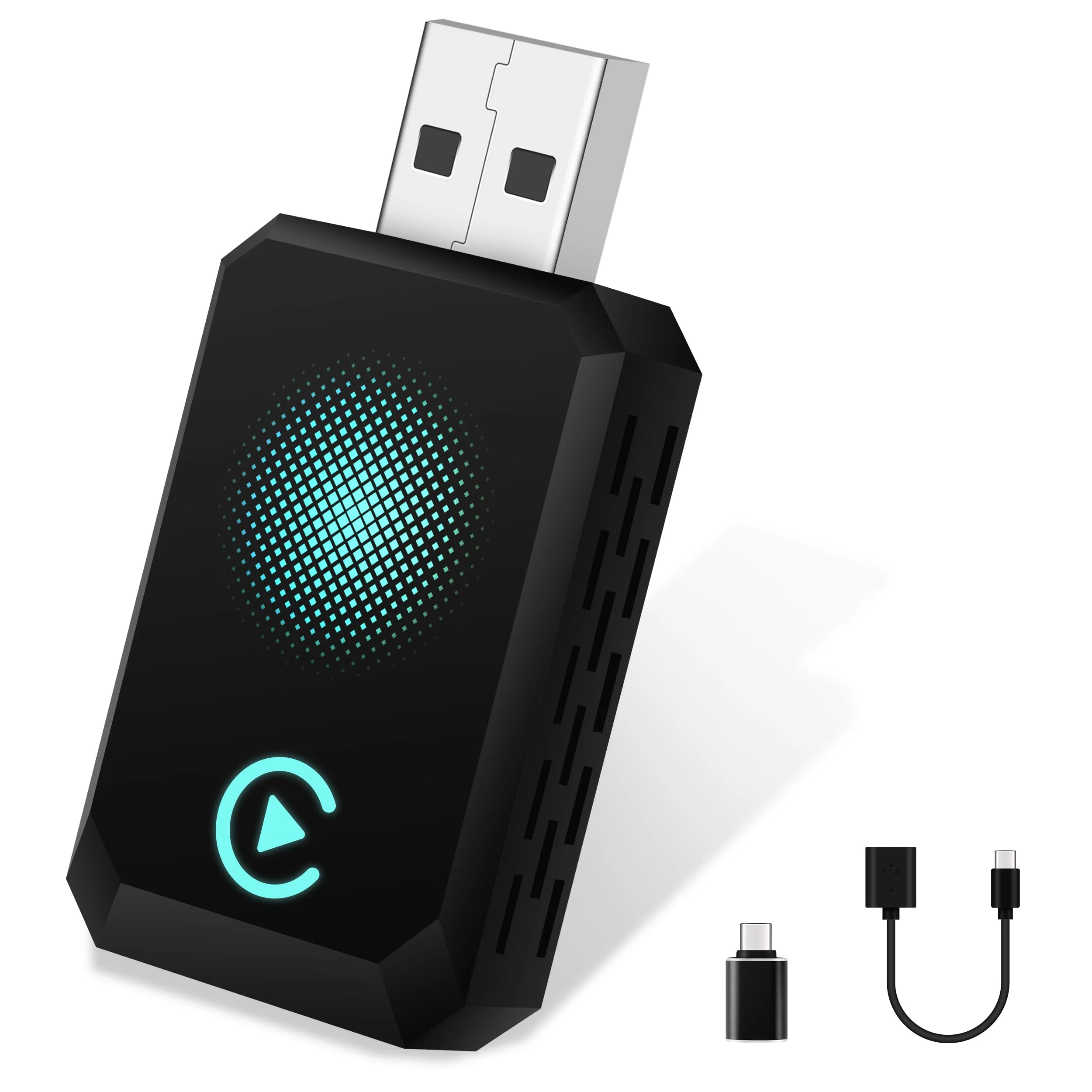 Adapter bezprzewodowy CarPlay, 2025 Upgrade Dongle CarPlay konwertuje przewodowy na bezprzewodowy dla iPhone'a, USB C/A Plug and Play CarPlay Kompatybilny z iPhone iOS 10+ i samochodami z CarPlay