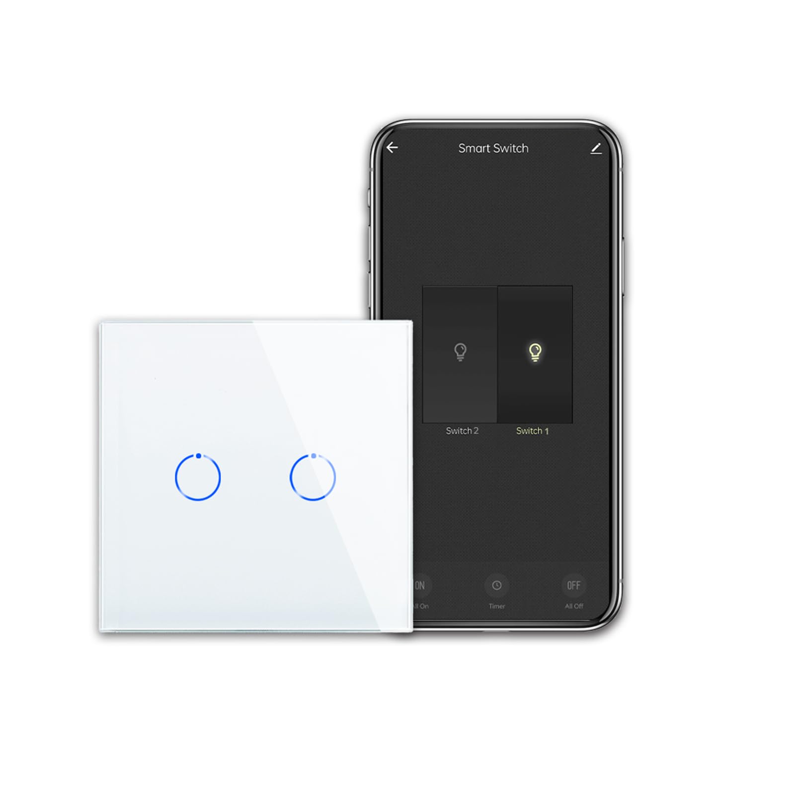CNBINGO Smart Touch włącznik światła współpracuje z Alexa, Google Assistant, przełącznik Wi-Fi, podtynkowy, ze szklanym panelem, przełącznik ścienny
