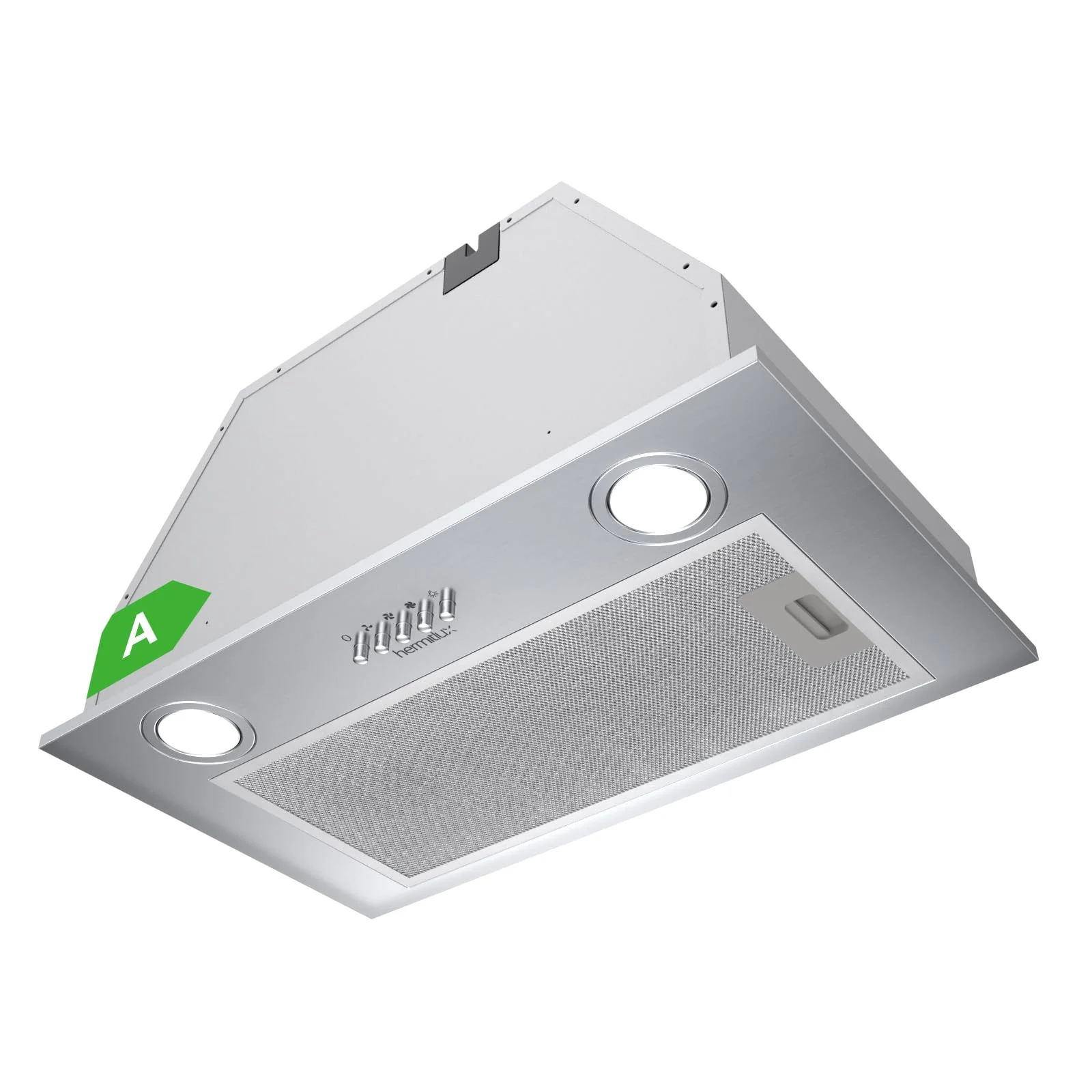 Hermitlux Okap wyciągowy 52cm Zamontowany, Wyciąg Kuchnia Przepływ powietrza 750m³/h, 68dB, Oświetlenie LED, Filtr węglowy, Stal nierdzewna